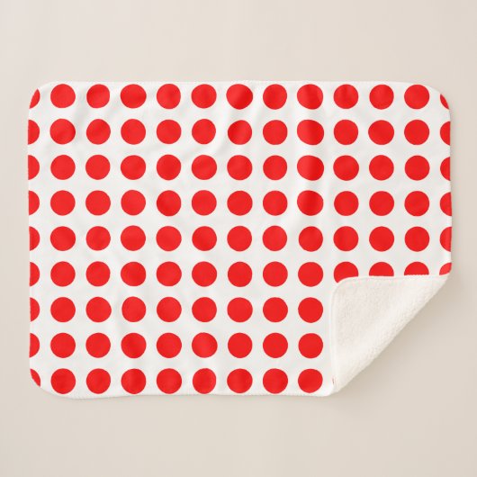 Rot auf weißen, großen horizontalen Polka-Punkten Sherpadecke (Vorderseite (Horizontal))