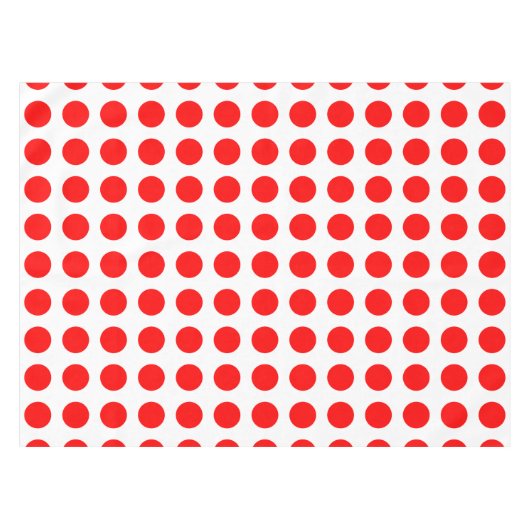 Rot auf weißen, großen horizontalen Polka-Punkten Tischdecke (Vorderseite (Horizontal))