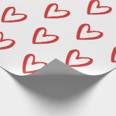 Rot auf weißen, handgezogenen Herzen Geschenkpapier (Ecke)