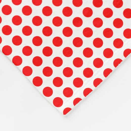Rot auf weißen, kleinen, horizontalen Polka-Punkte Fleecedecke (Ecke)