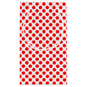 Rot auf weißen Polka-Dosen mittlerer Größe Kleine Geschenktüte (Rückseite)