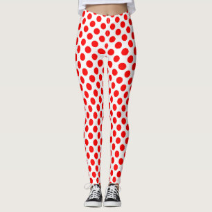 Rot auf weißen Polka-Dosen mittlerer Größe Leggings