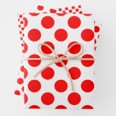 Rot auf weißen Polka Dots in verschiedenen Größen Geschenkpapier Set (Beispiel)