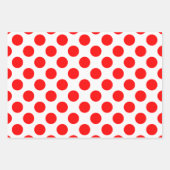Rot auf weißen Polka Dots in verschiedenen Größen Geschenkpapier Set (Vorderseite)
