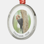 Rot-Aufgeblähter Specht Ornament Aus Metall (Links)