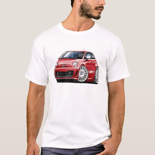 Rot-Auto Fiats 500 Abarth T-Shirt (Vorderseite)