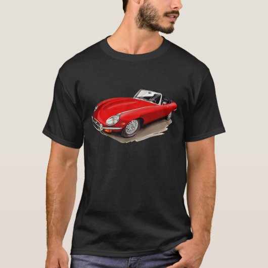 Rot-Auto Jaguars XKE T-Shirt (Vorderseite)