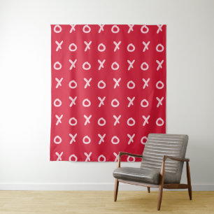Rot & Babyrosa X O XO XO's trendy süß Wandteppich