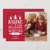 ROT | BAKCHRISTMAS CHEER SINGLE FOTO FEIERTAGSKARTE (Vorne/Hinten)