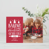ROT | BAKCHRISTMAS CHEER SINGLE FOTO FEIERTAGSKARTE (Stehend Vorderseite)