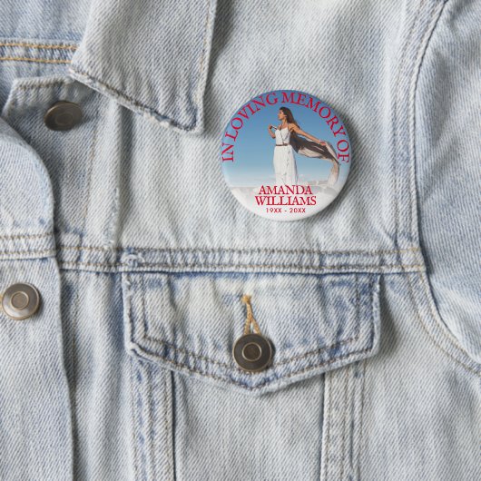 Rot | Beerdigung im Foto des liebenden Gedächtniss Button (Beispiel)