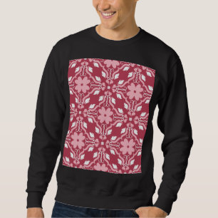Rot, beige, blumengeschmückt, nahtlose Tapeten. Sweatshirt