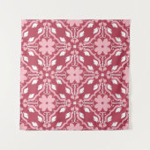 Rot, beige, blumengeschmückt, nahtlose Tapeten. Wandteppich (Vorderseite (Horizontal))