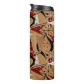 Rot, Beige, Braun, Imitate Holzpfeile | Atomstil Thermosbecher (Nach rechts gedreht)