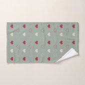 Rot & Beige Herz-Muster Tapete Badhandtuch Set (Handtuch)