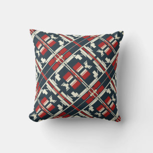 Rot Beige Navy Diagonale Südwest-Blick abstrakt   Kissen
