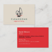 Rot-beige-Reinigungshaus Behaltend Janitorial Visitenkarte (Vorne/Hinten)