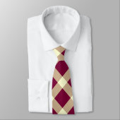 Rot, Beige und Cream Diagonal Gingham Pattern Krawatte (Gebunden)