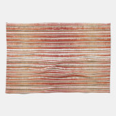 Rot, Beige und Weiß gestreiftes Muster Geschirrtuch (Horizontal)