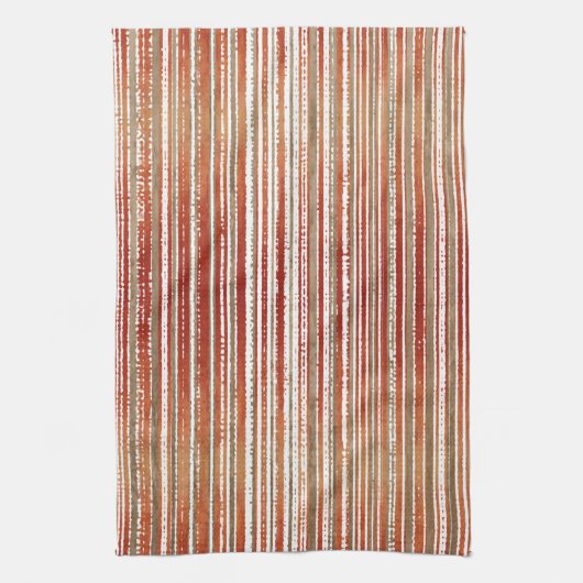 Rot, Beige und Weiß gestreiftes Muster Geschirrtuch (Vertikal)