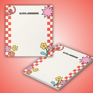 Rot Beiges Retro-Geschenk zur Würdigung des Lehrer Notizblock