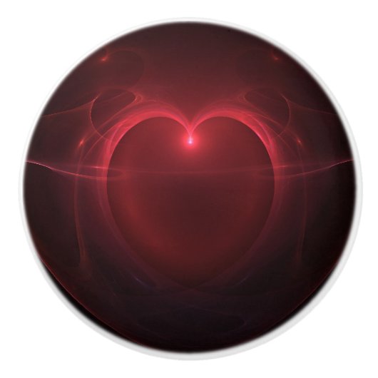 Rot beleuchtetes Herz über schwarzer Grafik Keramikknauf (Vorderseite)