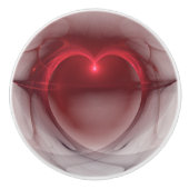 Rot beleuchtetes Herz über weißer Grafik Keramikknauf (Vorderseite)