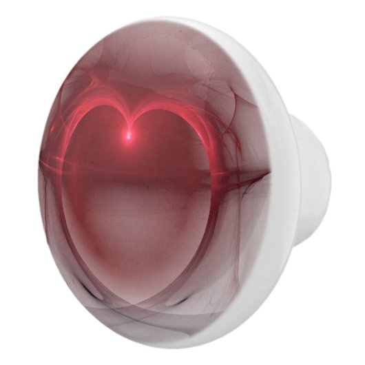 Rot beleuchtetes Herz über weißer Grafik Keramikknauf (Rechts)