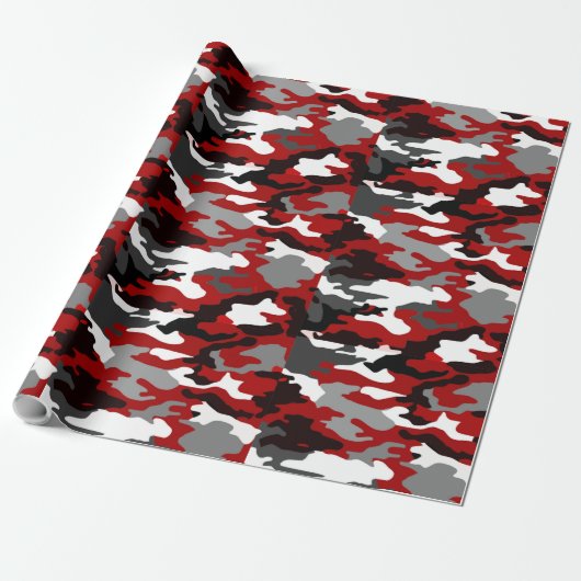 Rot beschattet Camouflage Geschenkpapier (Ungerollt)