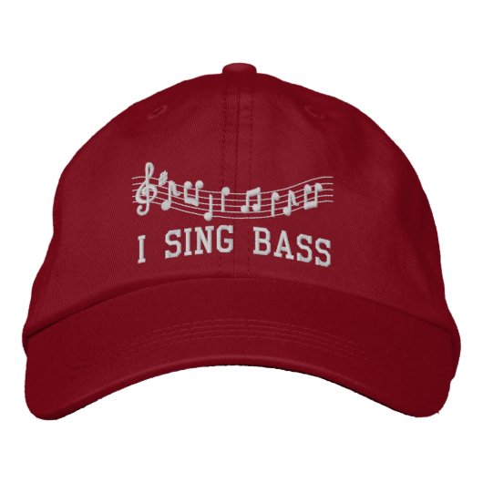 Rot bestickt I Sing Bass Music Hat Bestickte Baseballkappe (Vorderseite)