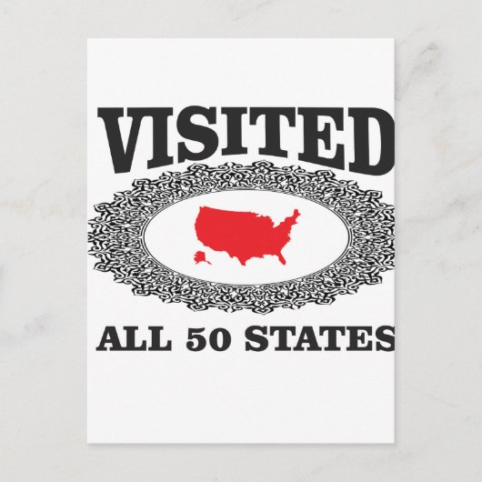 Rot besuchte alle Staaten Postkarte (Vorderseite)