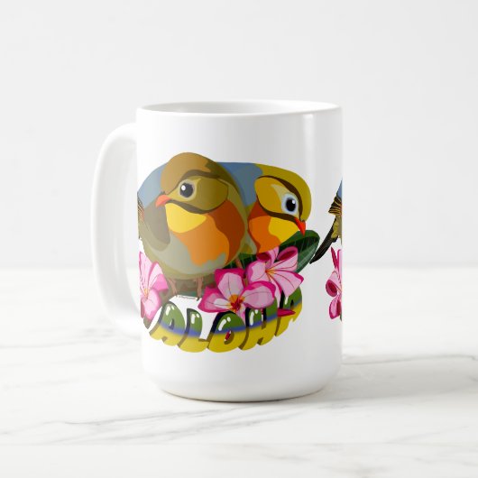 ROT-BILLIERTE LEIOTHRIX-VÖGEL - ALOHA KAFFEETASSE (Vorderseite Links)
