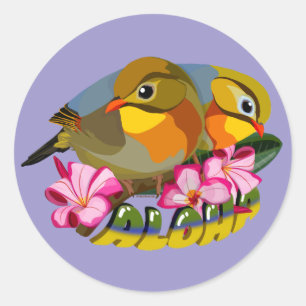 ROT-BILLIERTE LEIOTHRIX-VÖGEL - ALOHA RUNDER AUFKLEBER