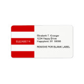 Rot, bis horizontaler Preppy-Strip #3 Monogramm Adressaufkleber (Vorne)