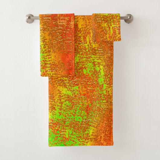 Rot bis Limon mit Grooves und gemaschter Farbe Badhandtuch Set (Insitu)