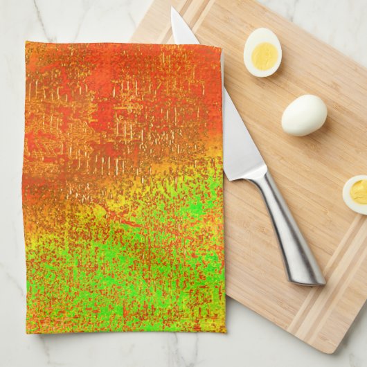 Rot bis Limon mit Grooves und gemaschter Farbe Geschirrtuch (Viertel Falte)