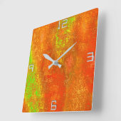 Rot bis Limon mit Grooves und gemaschter Farbe Quadratische Wanduhr (Winkel)