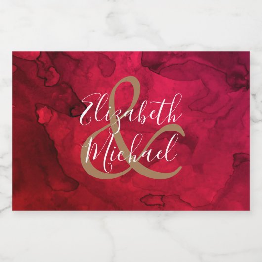 Rot bis Schwarz Wasserfarbe Mini Schaumweinetikett (Einzelnes Label)