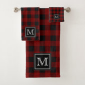 Rot | Black Buffalo Karos Muster Monogram Bath T Badhandtuch Set (Insitu)