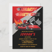 Rot | Black Go Kart Racing Birthday Einladung (Vorderseite)