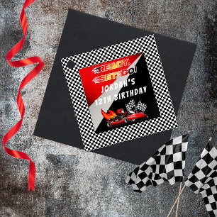 Rot Black Go Kart Racing Geburtstag Geschenkanhänger