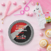 Rot | Black Go Kart Racing Geburtstag Pappteller (Party)