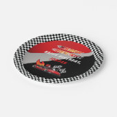 Rot | Black Go Kart Racing Geburtstag Pappteller (Schrägansicht)