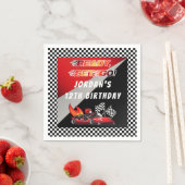 Rot | Black Go Kart Racing Geburtstag Serviette (Beispiel)