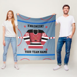 Rot| Black Ice Hockey Rink| Player Jersey Fleecedecke