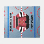 Rot| Black Ice Hockey Rink| Player Jersey Fleecedecke (Vorderseite (Horizontal))