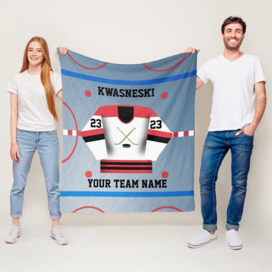 Rot| Black Ice Hockey Rink| Player Jersey Fleecedecke (Beispiel)