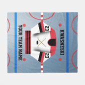 Rot| Black Ice Hockey Rink| Player Jersey Fleecedecke (Vorderseite (Horizontal))