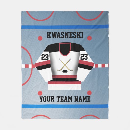 Rot| Black Wh. Eishockeyschläger| Player Jersey Fleecedecke (Vorderseite)