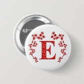 Rot-Blätter des Monogramm-Buchstabe-E Button (Vorne & Hinten)